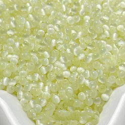 Бежевый Имитация кошачьего глаза стеклянные бусины, два тона, круглые, бежевые, 4x3 мм, отверстие : 1.2 мм, около 10 г / набор, 140 шт / комплект