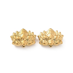 Цветок 304 из нержавеющей стали бусы, реальный 18 k позолоченный, лотос, 8.5x12x4 мм, отверстие : 1.4 мм