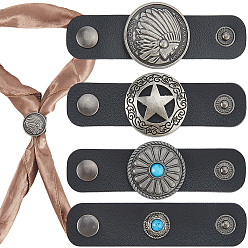 Mixed Shapes 4шт. 4 модели из искусственной кожи с зажимами для шарфа из сплава, разнообразные, 80x19.5~29.5x7~10.5 мм, 1 шт / стиль