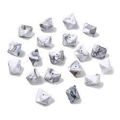 Белый Непрозрачные акриловые бусины, имитация драгоценных камней, самородки, два тона, граненые, белые, 11.5x19.5x21.5 мм, отверстие : 1.8 мм, 179 шт / 500 г