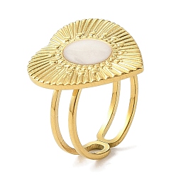 Настоящее золото 18K Ионное покрытие (ip) 304 эмалированные открытые манжеты из нержавеющей стали для женщин, сердце, реальный 18 k позолоченный, внутренний диаметр: регулируемый