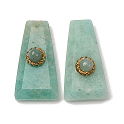 Amazonite Natural Amazonite Pendants, Faceted Trapezoid Charms with 304 Stainless Steel Findings, Golden, 25x13x8mm, Hole: 1mm