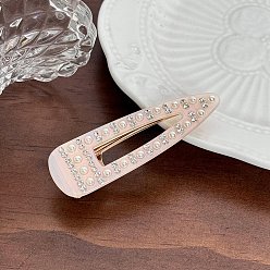 Розовый Заколки для волос из ацетата целлюлозы, с искусственным жемчугом и стразами, аксессуары для волос для женщин и девочек, слеза, туманная роза, 70 мм