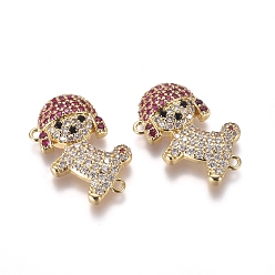 Золотой Соединители звеньев для щенков из латуни с кубическим цирконием, выводы пуделя, красочный, золотые, 21x14.5x4.5 мм, отверстие : 1.2 мм