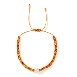 Шоколадный Минималистичные регулируемые плетеные браслеты из полиэфирного шнура, украшения из искусственного жемчуга для женщин, цвет шоколада, внутренний диаметр: 11 дюйм (28 см)