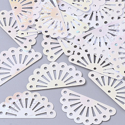 Белый Аксессуары для орнаментов, пластиковые пайетки / блестки из пвх, AB цвет, вентилятор, белые, 15x29x0.5 мм, Отверстие : 1.2 мм , около 5000 шт / 500 г