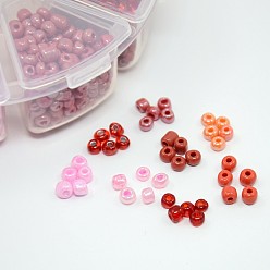 Mixed Color 1 Box Mixed Style 6/0 Glass Seed Beads, Mixed Color, 4mm, Hole: 1mm, about 1900pcs/box