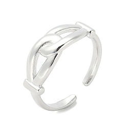 Platinum Double Knot Brass Open Cuff Ring for Women, Platinum, 7mm, Inner Diameter: Adjustable