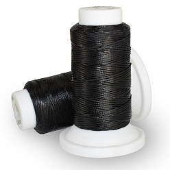 Black Flat Waxed Polyester Cord, for Leather Sewing Stitching, Black, 0.8mm, about 54.68 yards(50m)/roll