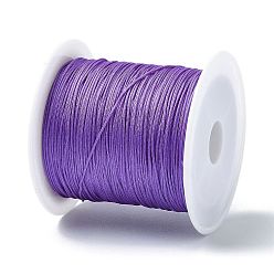 Средний Фиолетовый Нейлоновый шнур с китайским узлом, нейлоновый шнур для изготовления украшений, средне фиолетовый, 0.4 мм, около 28~30 м / рулон