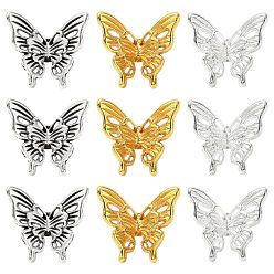 (52) Непрозрачная лаванда 30 шт 3 цвета бусины из сплава тибетского стиля, бабочка, разноцветные, 13.5x15x7 мм, отверстие : 2 мм, 10 шт / цвет