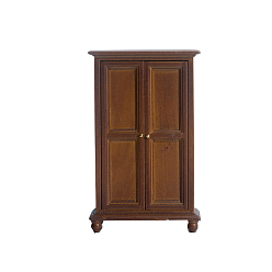 Седло Коричневый Мини шкаф из дерева, 3 многоуровневый шкаф с двойной дверью, мебельные аксессуары для кукольного домика, для миниатюрной спальни, седло коричневый, 40x98x144 мм