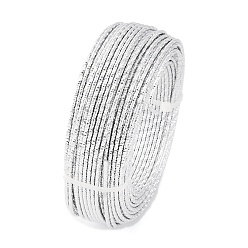 Серебро Текстурированная алюминиевая проволока, металлическая нить для изготовления украшений, круглые, серебряные, 2 мм, 12 датчик, около 98.43 футов (30 м) / рулон