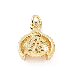 Golden Brass Micro Pave Cubic Zirconia Charms, with Jump Ring, Ladybird Charm, Golden, 13x11x3.5mm, Hole: 2.8mm