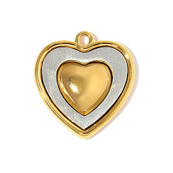 Позолоченный и Цвет Нержавейки 304 подвески из нержавеющей стали, сердце прелести, зеркальная полировка, ионное покрытие (ip), настоящее золото и нержавеющая сталь, 22x21 мм