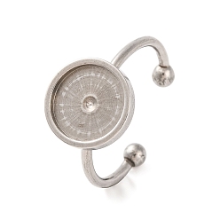 Нержавеющая Сталь Цвет Не тускнеет 304 компоненты открытого кольца манжеты из нержавеющей стали, простые настройки кольца пэда, круглые, цвет нержавеющей стали, лоток : 10 мм, регулируемый