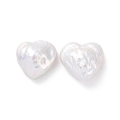 Antique White Natural Keshi Pearl Beads, Cultured Freshwater Pearl, No Hole/Undrilled, Heart, Antique White, 11.5~13x12.5x3.5~4.5mm