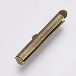 Античная Бронза Латунь слайдов на концевых бюгельных труб, торцевые крышки слайдера, без кадмия, без никеля и без свинца, античная бронза, 6x25x4 мм, отверстие : 1x3 мм