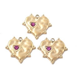 Настоящее золото 18K 304 подвески из нержавеющей стали, со стразами, ионное покрытие (ip), сердце, реальный 18 k позолоченный, 16.5x18x1.5 мм, отверстие : 1.5 мм