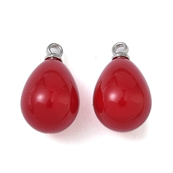 Платина Подвески из АБС-пластика с жемчугом, слеза, с петлей из сплава, платина, 17.5x10 мм, отверстие : 1.6 мм