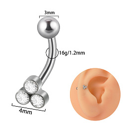 Цветок G23 серьги-гвоздики с изогнутой штангой и прозрачным кубическим цирконием из титана, платина, цветок, Длина стержня: 8мм, штифты : 1.2 мм
