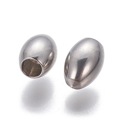 Нержавеющая Сталь Цвет Устойчивы к потускнению 201 наконечники шнура из нержавеющей стали, рис, цвет нержавеющей стали, 7x5 мм, отверстие : 2.5 мм