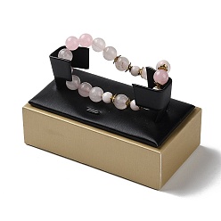 Светло-хаки Деревянное покрытие с подставками для браслета из искусственной кожи, подставка для ювелирных изделий для браслетов, прямоугольные, светлый хаки, 9.05x5.1x5.4 см