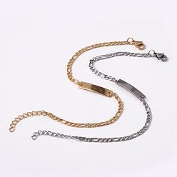 (52) Непрозрачная лаванда 304 из нержавеющей стали ID браслеты, с карабин-лобстерами , разноцветные, 7-1/8 дюйм (180 мм)