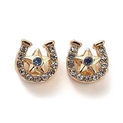 Золотой Европейские бусины, сплав, стразы , бусины с большим отверстием, подкова со звездой, золотые, 11x10x10.5 мм, отверстие : 4.8 мм