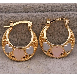 Многоцветный Серьги-кольца из латуни в форме сердца, многоцветные, 30 мм