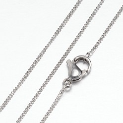 Stainless Steel Color Tarnish Resistant 304 Stainless Steel Curb Chain Necklaces, with Lobster Claw Clasps, Stainless Steel Color, 19.8 inch(50.5cm), 1mm