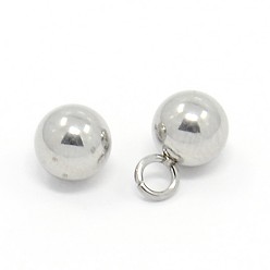 Нержавеющая Сталь Цвет 304 из нержавеющей стали круглый шар прелести подвески, цвет нержавеющей стали, 8x5 мм, отверстие : 1.5 мм