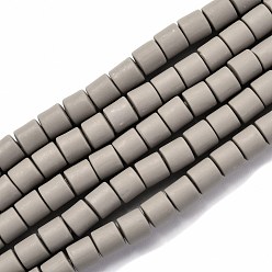 Silver Handmade Polymer Clay Bead Strands, Column, Silver, 6.5x6mm, Hole: 1.2mm, about 61pcs/strand, 15.75 inch(40cm)