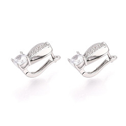 Платинированный Серьги-кольца в форме слезы с микропаве из кубического циркония из латуни, Реальная платина, 13.5x11x8 мм