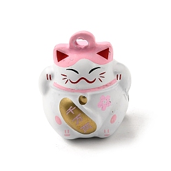 Pink Подвески-колокольчики из сплава, окрашенные распылением, талисманы на удачу, розовые, 20x17x17 мм, отверстие: 2 мм