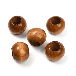 Седло Коричневый Спрей окрашены деревянные европейские бусины, круглые, бусины с большим отверстием, седло коричневый, 19~20 мм, отверстие : 9~9.5 мм