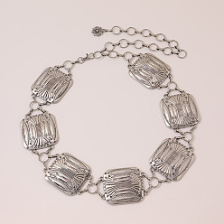 Серебро Цепи на талию из сплава с квадратными звеньями в богемном стиле для женщин, серебряные, 41.34 дюйм (105 см)