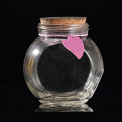 Плоский Круглый Стеклянная бусина контейнеры, желающие бутылки, с пробкой, плоско-круглые, 8x7.5 см