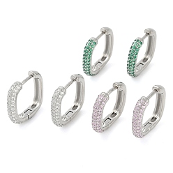 (52) Непрозрачная лаванда Серьги-кольца из квадратной латуни с микропаве из кубического циркония, долговечный, без свинца и без кадмия, платина, разноцветные, 19x4 мм