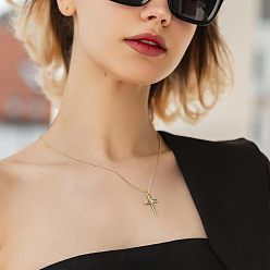 Золотой Латунные латунные микропаве прозрачные кубические цирконии звезда крест кулон ожерелья для женщин, золотые, 17.72 дюйм (45 см)