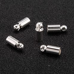 Посеребрённый Латуни мозг заканчивается, Торцевые крышки, долговечный, колонка, 925 серебро покрытием, 8.5x3.5 мм, отверстие : 1.5 мм, внутренний диаметр: 2.5 мм