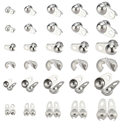 Нержавеющая Сталь Цвет 200 шт. 5 размер 304 наконечники из нержавеющей стали, Калотте заканчивается, крышка раскладушки, цвет нержавеющей стали, 6.5~15x3.5~8 мм, отверстие : 1.4~3 мм, внутренний диаметр: 2.5~6 мм, 40шт / размер