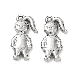 Couleur Acier Inoxydable Pendentifs en acier inoxydable, charmes de fille en colère, couleur inox, 304mm, Trou: 20x10x3mm
