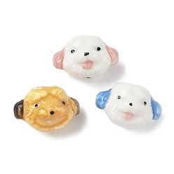 (52) Непрозрачная лаванда Фарфоровые бусины ручной работы, яркие глазированный фарфор, собака, разноцветные, 12.5x18.5x13.5 мм, отверстие : 2 мм