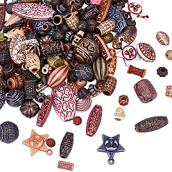 (52) Непрозрачная лаванда 220g смешанные акриловые бусины/подвески в античном стиле, разнообразные, разноцветные, 6~22x6~10x3~12 мм, отверстие : 1~3 мм