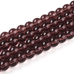 Кокосово-Коричневый Прозрачные стеклянные бусины, круглые, кокосового коричневый, 6~6.5 мм, отверстие : 1 мм, около 71~72 шт / нитка, 14.96~15.16'' (38~38.5 см)