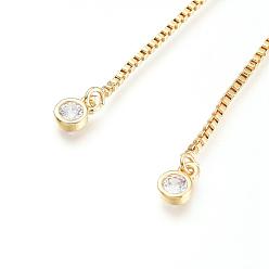 Real 18K Gold Plated Brass Chain Bracelet Making, with Cubic Zirconia, Slider Bracelets Making, Cadmium Free & Nickel Free & Lead Free, Real 18K Gold Plated, 4-3/8 inch~4-3/4 inch(110~120mm), 1mm, Hole: 1.5mm