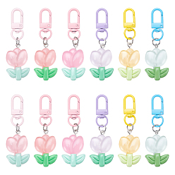 (52) Непрозрачная лаванда 12 шт. 6 подвесные украшения в виде тюльпанов из смолы разных цветов, с поворотными застежками из цинкового сплава, разноцветные, 65 мм, 2 шт / цвет