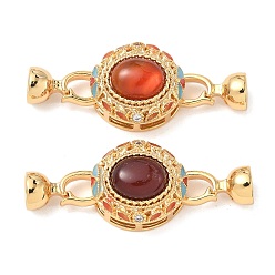 Настоящее золото 18K Латунное микропейв, прозрачный кубический цирконий, складные застежки, без кадмия, без никеля и без свинца, с натуральным сердоликом и эмалью, овальные, реальный 18 k позолоченный, 41 мм
