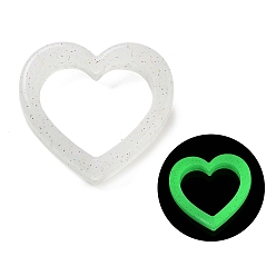 (404) Непрозрачное AB Кислое яблоко Фокусные бусины из экологически чистого пищевого силикона, жевательные бусины для чайников, DIY уход за ожерельем, с блеском порошок, светится в темноте, цветочный белый, 36x38x8 мм, отверстие : 3 мм